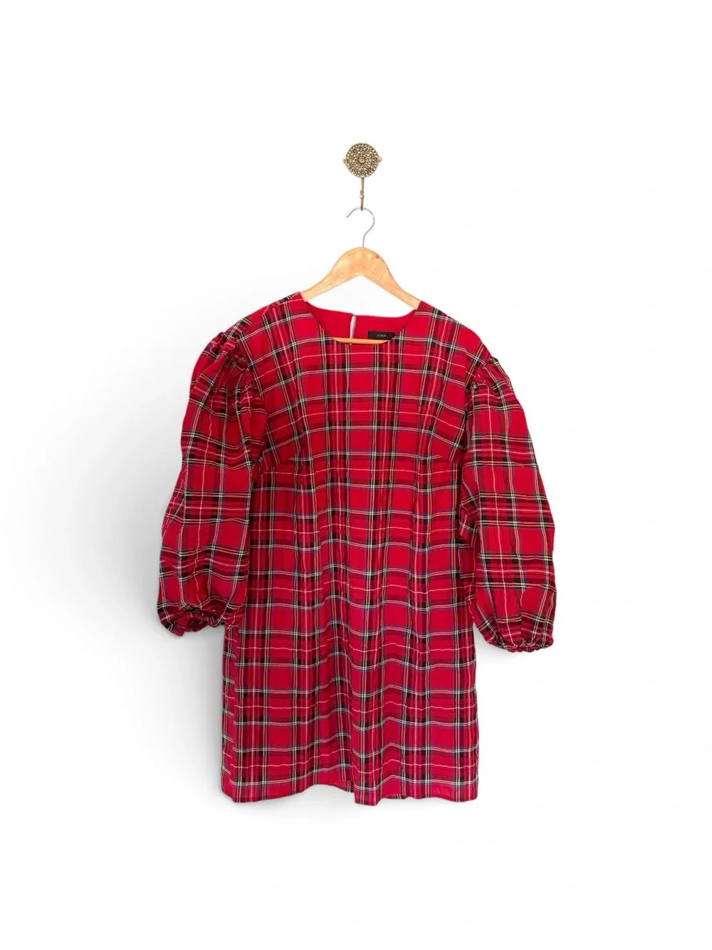 J.CREW PUFFED SLEEVE RED TARTAN DRESS — SIZE M, NWT